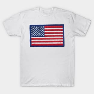 Embroidery American Flag Sticker T-Shirt